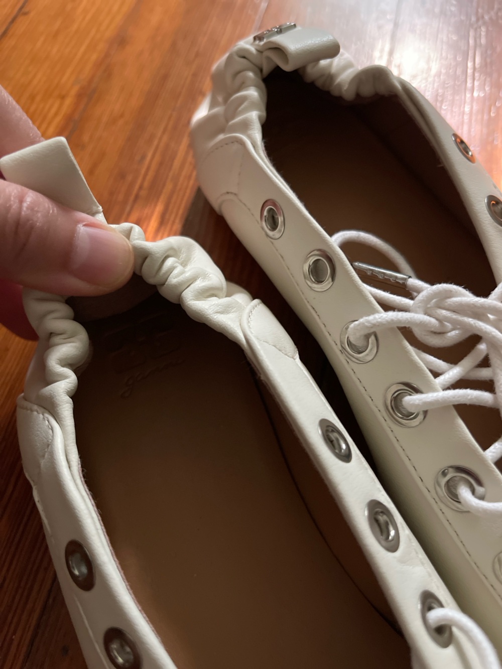NWOT GANNI Lace-Up Ballerinas in Ivory Egret Eggshell White Chic Cool Sporty - Picture 9 of 13